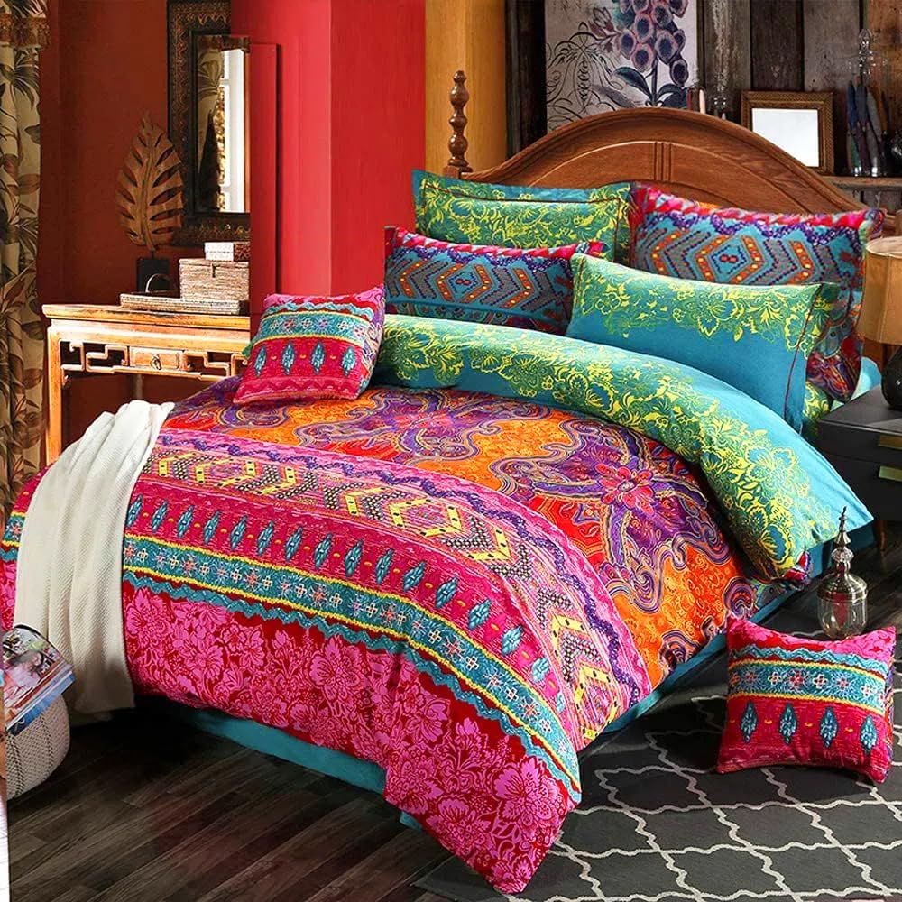 Bohemian Duvet Cover Set Boho Exotic Bedding Set King Size Southwestern Bedspread for Gift Boxes Christmas Bedding Cover Set Ethnic Butterfly Comforter Cover with 2 Pillow Shams Zipper 3 Pieces — image 1