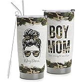 HOMISBES Boy Mom Tumbler - Vacuum Insulated Stainless Steel Travel Mug With Straw for Birthday, Mother's Day From Son - Camo Cups 20oz