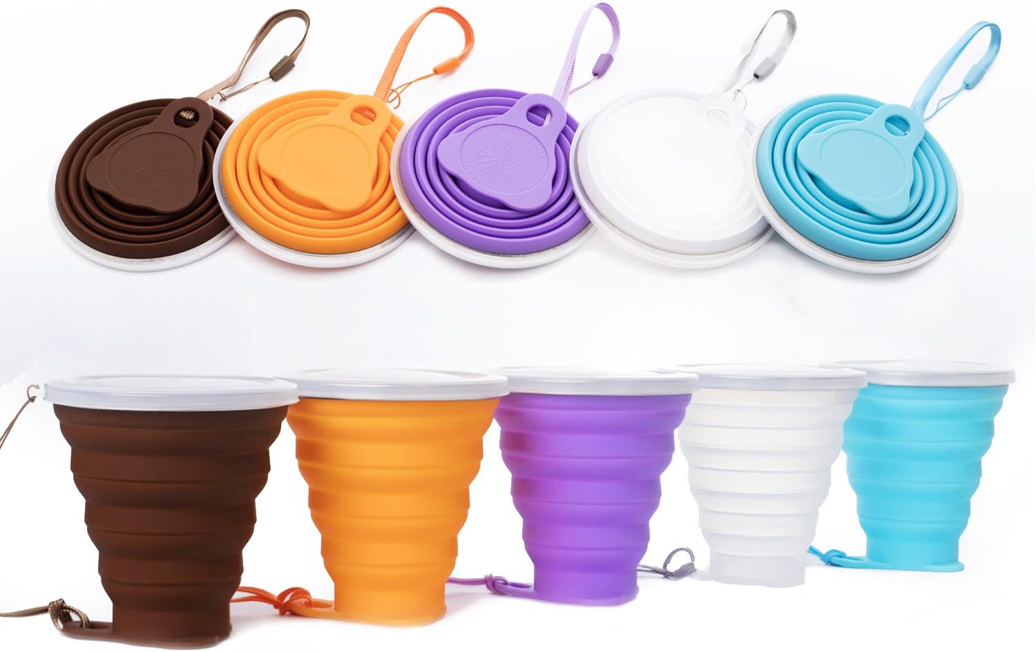 Collapsible Travel Cup, Certified BPA Free Silicone，Drinking Mug with Lid - Water, Coffee, Coca Cola and Snacks for Hiking, Camping, Picnic