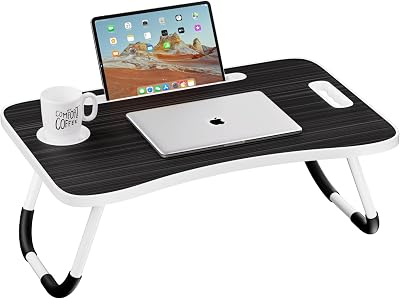 Vivo Technologies Foldable Laptop Table Bed Tray Desk with Cup Holder Black