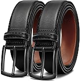 Men's Belt 2Pack Genuine Leather Belt for Men Dress Casual Golf Jeans Pants 1 3/8"