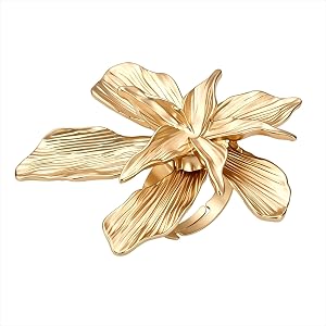 NCPSG Large Flower Rings for Women Adjustable Statement Floral Ring Wedding Party Jewelry Gift