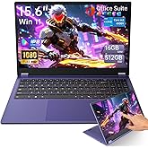 Moxalc 15.6" Laptop Computer, 16GB RAM 512GB SSD Core m3 8100Y(up to 3.40 GHz) Laptop, 360° Yoga FHD IPS sRGB Touchscreen 2 in 1 Notebook Win 11 Pro Office Suite 2.4G & 5G WiFi 5 BT 5.0 USB 3.0