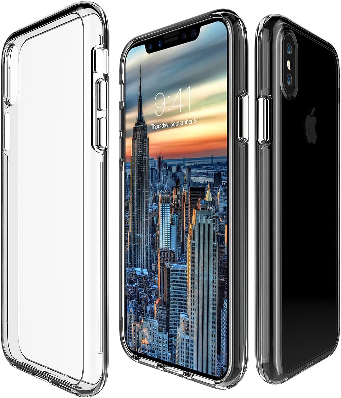 OtufaniPhone X Case, Premium Shock Absorption Clear Bumper Case with Scratch Resistant Protective Case Back Hard Cover for Apple iPhone X (Support Wireless Charging)