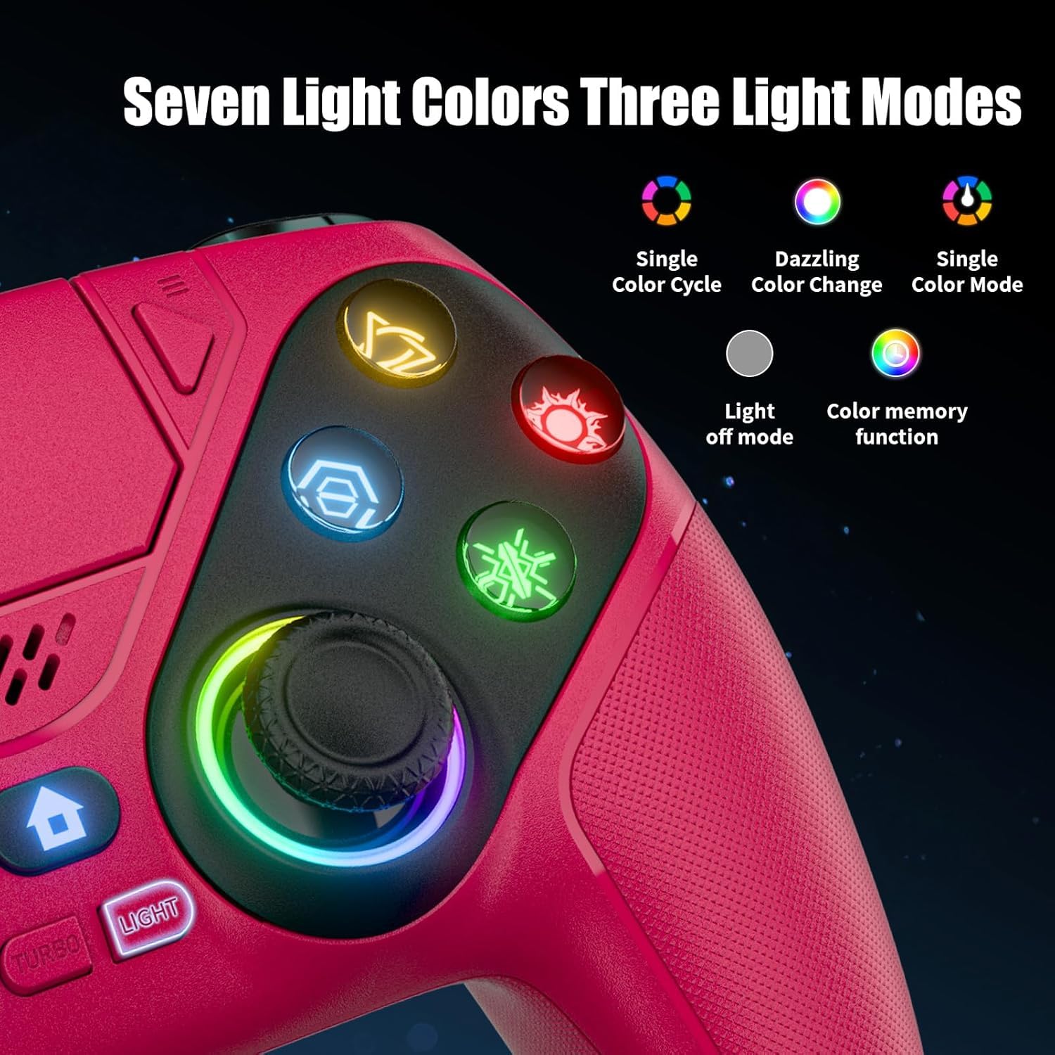 Nonbliep LED for PS5 Controller, for PS5 Slim/Pro/PC, Wireless Controller with 9 Colors RGB Light/Dual Vibration/Turbo/3.5mm Audio Jack/Speaker/Programmable for Playstation 5 Controller