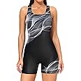 ATTRACO Womens Boyleg Sport One Piece Swimsuit Athletic Swimwear Training Bathing Suit