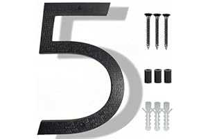 YIPUKIYI 8 Inch Floating Modern House Numbers For Outside Large House Numbers For Outside, Exterior Black Shadow Modern Home Address numbers With Easy Mounting Nail Kits, Visibility Number 5