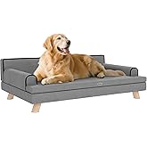PawHut Dog Sofa, 39" Cat Couch with Removable Cushion, Washable Cover, Wooden Legs, Elevated Pet Cat Sofa for Medium & Large