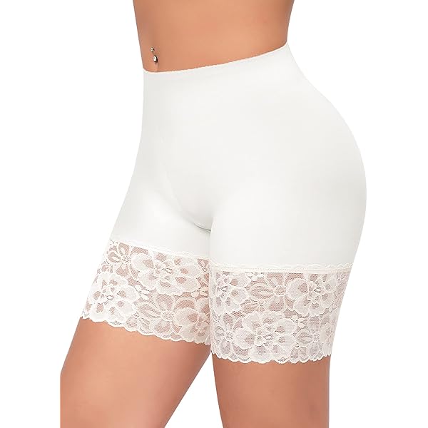 MOSCOAL Lace Trim Short Leggings Slip Shorts for Women