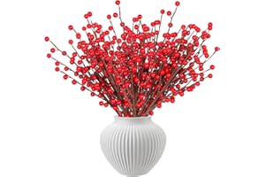 Breeze Touch 10 Pack Artificial Red Berry Stems,12.5inches Red Berry Picks Faux Holly Berry Branches for Christmas Tree Decorations, Holiday Home Decor and Wedding DIY Crafts