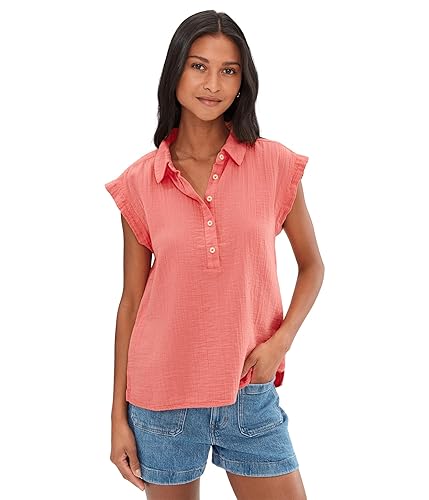 Mod-o-doc Women's Sleeveless Henley Shirt, Coral Bliss - Amazon deal for $31.50