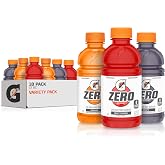 Gatorade G Zero Sports Drink, Fruit Punch, Orange, Grape Variety Pack, 12 Fl Oz (Pack of 18)