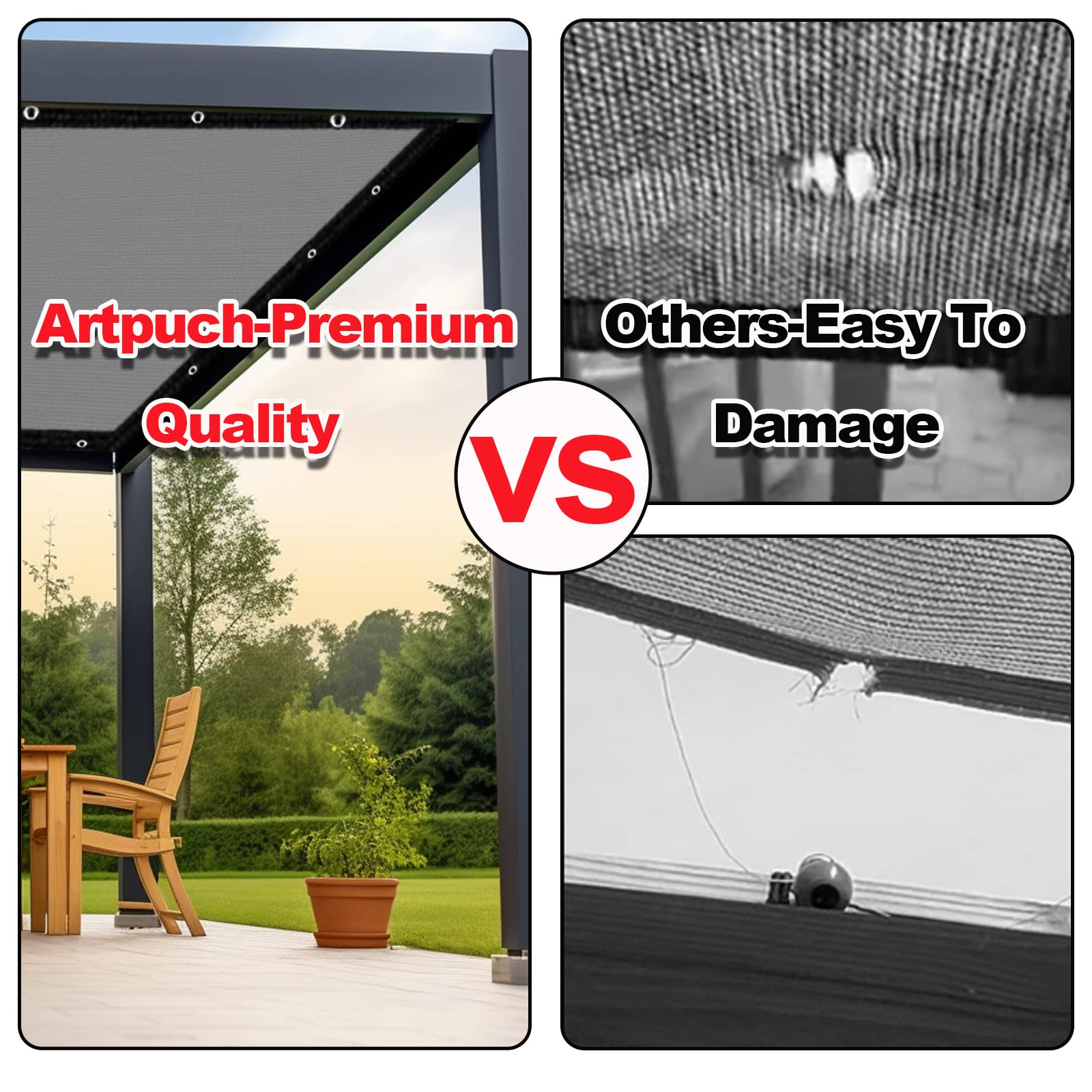 Artpuch 8' x12' Rectangle Sun Shade Sails UV Block