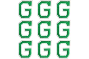 GUYI GYGYL Iron on Letters Patches, 9Pcs of 2 Inch Green Letter "G" Patches, Alphabet Embroidered Patch for Clothes, Dress, Hat, Socks, Jeans, DIY Accessories