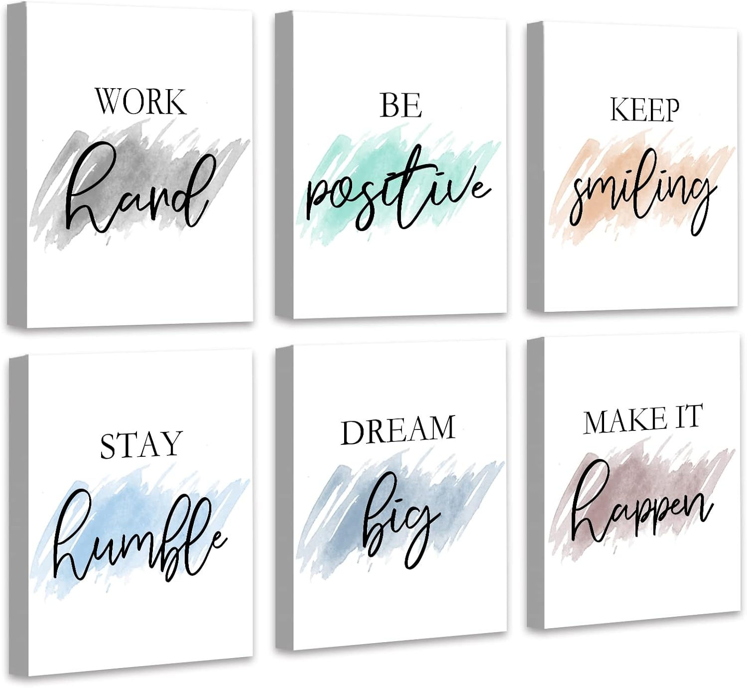 Wall Décor - 𝗗𝗿𝘀𝗼𝘂𝗺 Motivational Wall Decor Inspirational Office Wall Art Quotes Wall Art for Living Room Encouraging Canvas Posters for Office Bedroom Sayings for Wall Decor - 8” x10” x6 PCS (𝗙𝗿𝗮𝗺𝗲𝗱)