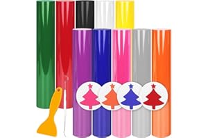 Lzerking Puff Vinyl Heat Transfer 10 Sheet 12" x 10" 3D Puff HTV with Weed Tools Assorted Colors Puffy Vinyl DIY Heat Press Design for T-Shirts, Gift Compatible with Cricut, xTool M1 Cutting Machines