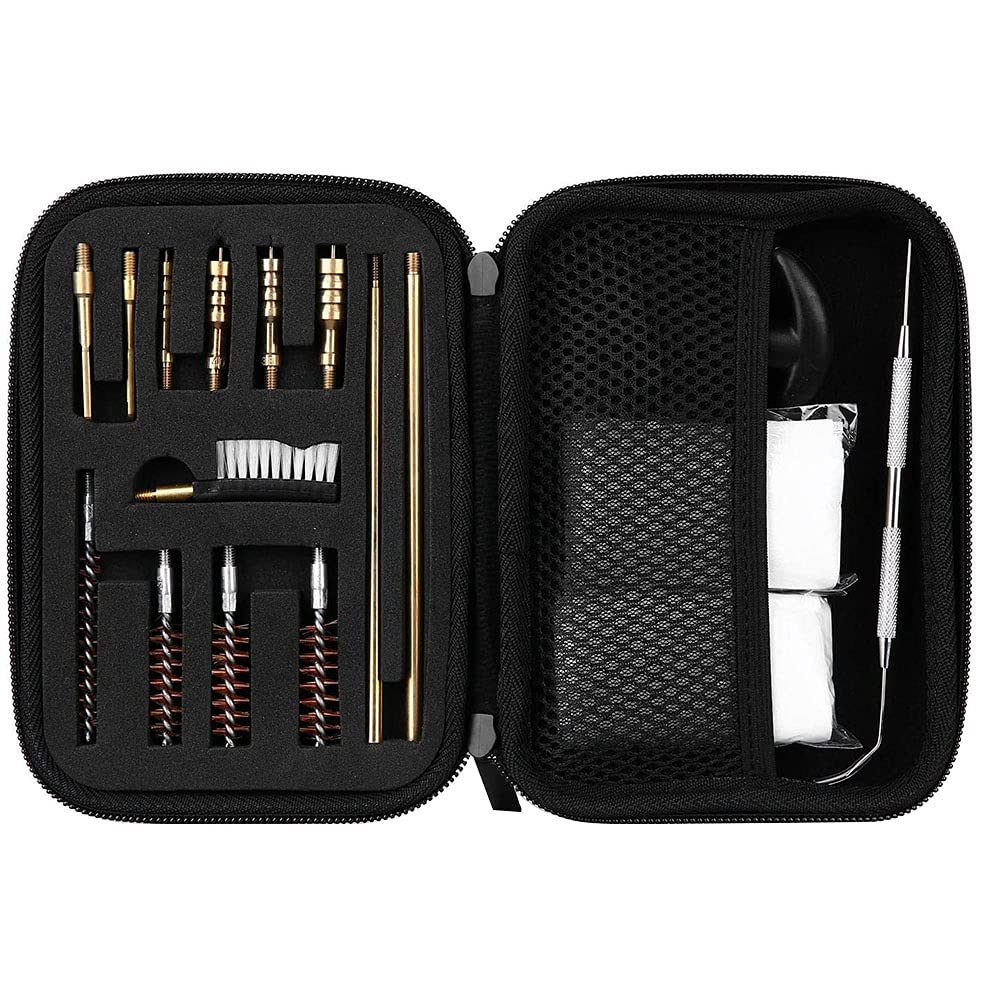 ANCLLO Compact Pistol Cleaning Kit for .22.357.38, 9mm. 45 Caliber Pistol Shotgun Rifle Barrel Cleaning Universal Cleaning Kit