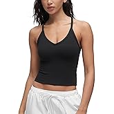 CRZ YOGA Butterluxe Soft Double Lined V Neck Tank Tops for Women - Yoga Casual Camisole Racerback Tight Sleeveless Shirt