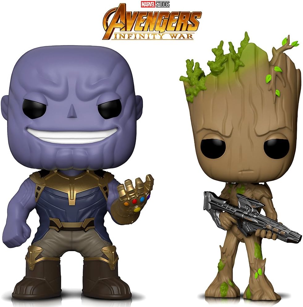 Warp Gadgets Bundle - Funko Pop! Marvel Avengers Infinity War - Thanos & Groot with Blaster Bobbleheads (2 Items)