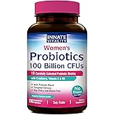 Innate Vitality Probiotics for Women, 100 Billion CFUs 18 Strains, Prebiotics and Probiotics, with Cranberry, Vitamin C & B6 P5P, Vaginal & Digestive Health, Non refrigerated, 60 Caps