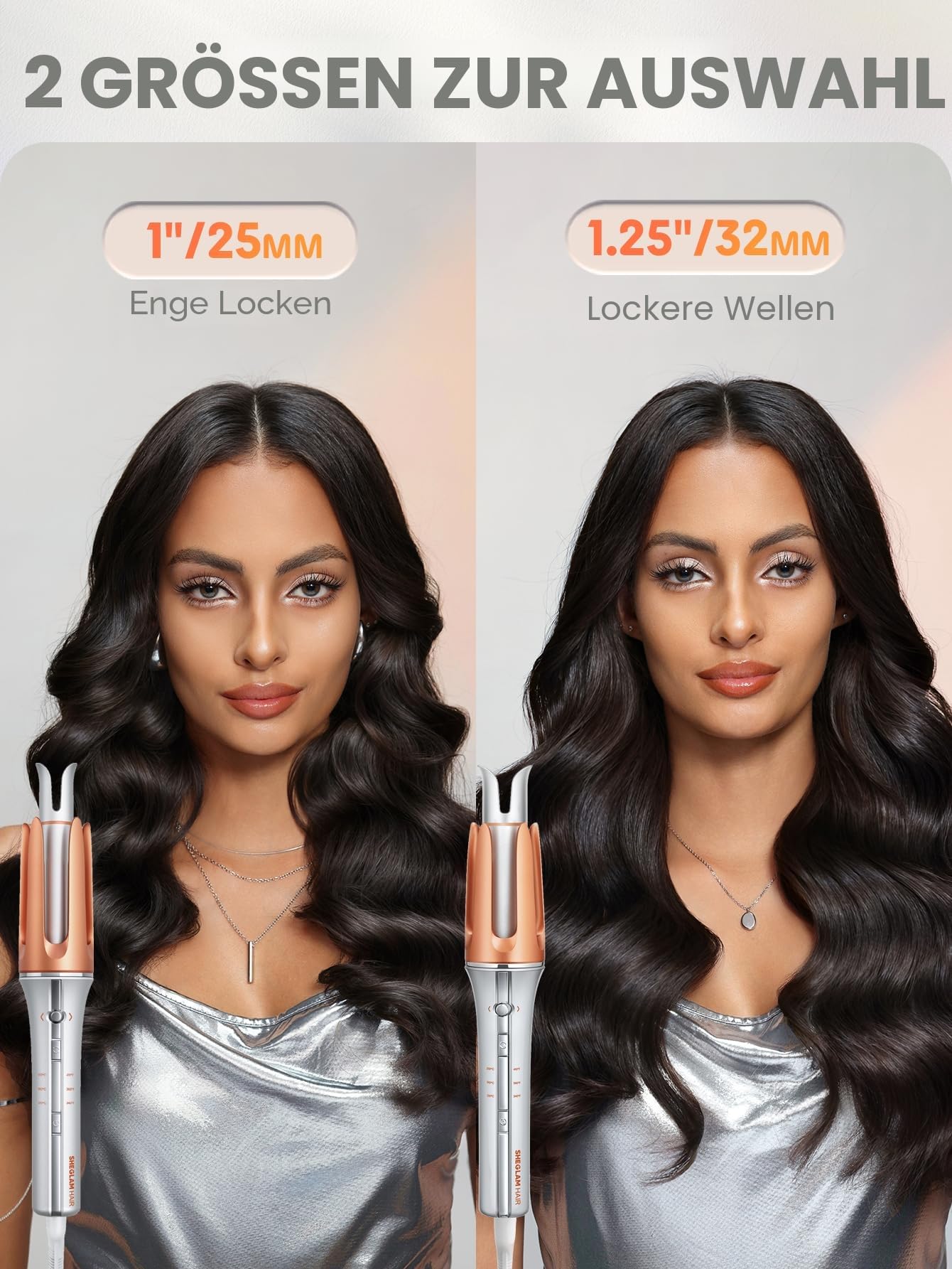 SHEGLAM Automatische Lockenstab 25mm mit Keramikbeschichtung, 3 Temperaturstufen (170-210°C), Schnellaufheizend – Selbstrotierender Lockenwickler für Locken 5