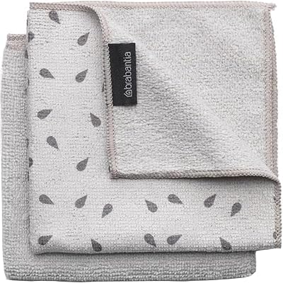 Brabantia Microfibre Cleaning Cloths (x2) 30x30 cm Light Grey Machine Washable