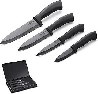 SILBERTHAL Keramikmesser Set schwarz - 4 Keramik-Küchenmesser in edler Geschenkverpackung