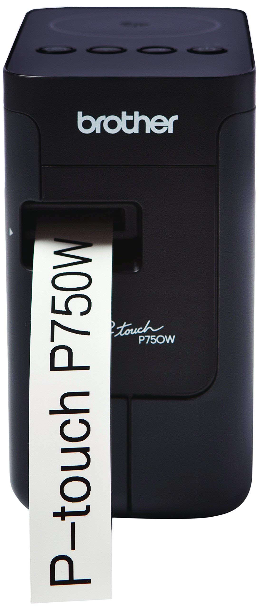Brother PT-P750W Label Maker, Wireless/USB 2.0/NFC, P-Touch Label Printer, Portable, Up to 24mm Labels, Includes AC Adapter/24mm Black on White Tape Cassette, UK Plug
