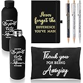 Funnymoom 6 Pcs Christmas Employee Appreciation Gift Set 17 oz Stainless Steel Frosted Water Bottle Makeup Bag Notebook Ballpoint Pens Thank You Gift for Xmas Teacher Nurse Colleague