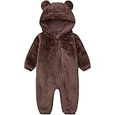 CHAOJIESI Newborn Winter Romper Fleece Hooded Jumpsuit Snowsuit Warm Outfits Zipper Outwear for Infant