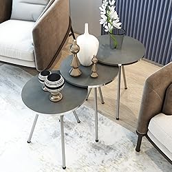 Set of 3 Nesting END Tables - Round Stacking Coffee