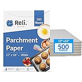 Reli. 500 Pcs Parchment Paper Sheets, Bulk | 12x16 in. | White Parchment Sheets/Baking Sheet Paper | Non-Stick, Pre-Cut Pan L