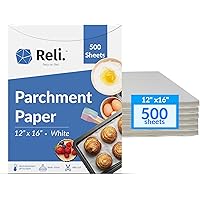 Reli. 500 Pcs Parchment Paper Sheets, Bulk | 12x16 in. | White Parchment Sheets/Baking Sheet Paper | Non-Stick, Pre-Cut Pan L