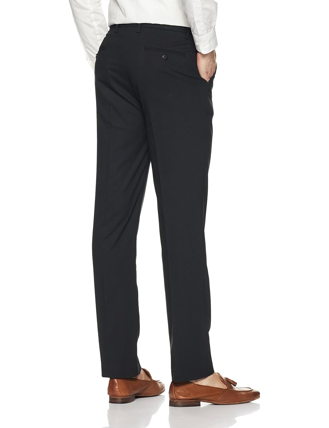 peter england men's slim fit formal trousers