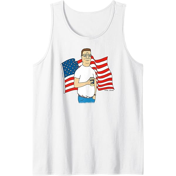【house on the hill】S/S Tee (Red Check) Amazon.com: King of the Hill Hank Hill and American Flag