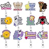 Abamilaka 12 Pcs Funny Badge Reel Accessories Nurse Nursing Xray Radiology Ortho RN LPN CNA MA Silly Goose Urology Badge Holder Retractable with Alligator Clip Medical Badge Clips ID Card Gift