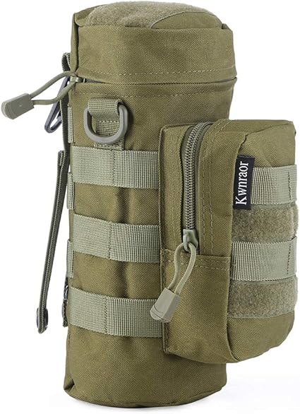 Amazon Com Kwnraor Molle Water Bottle Holder Tactical Water Bottle Pouch Military Sports Kettle Pouch For Outdoor Travel Cycling With D Ring Hook Army Green Sports Outdoors