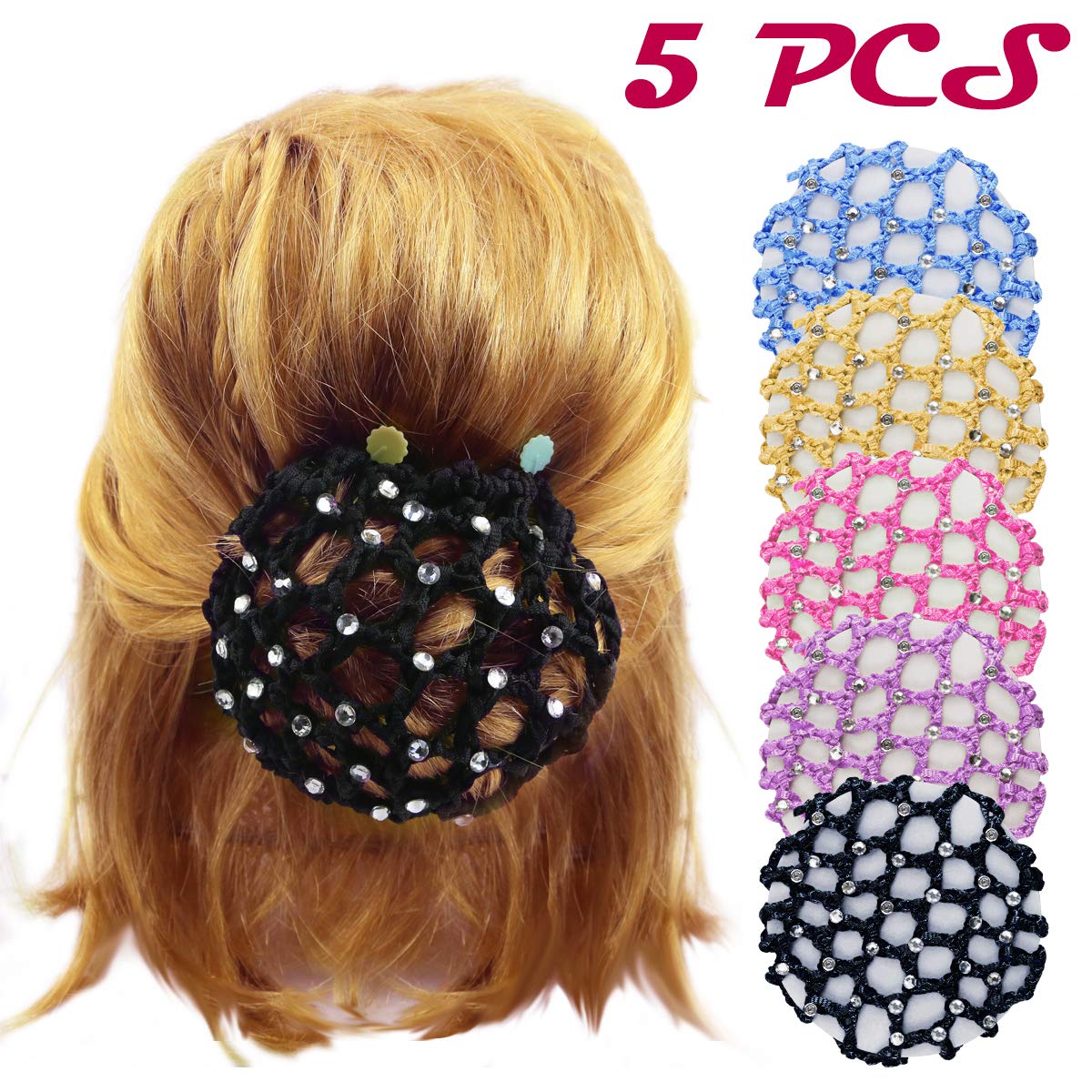 Amazon Com Dlonline 5pcs Glittering Diamonds Bun Cover Snood