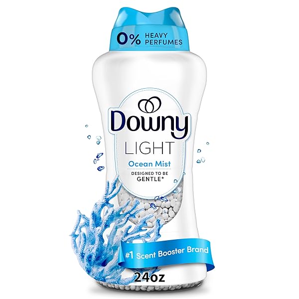 DOWNY LIGHT LAUNDRY SCENT BOOSTER BEADS, OCEAN MIST SCENT, 24 OZ, IN-WASH FABRIC BEADS DESIGNED TO BE GENTLE WITH A LIGHT BOOST OF SCENT, NO HEAVY PERFUMES