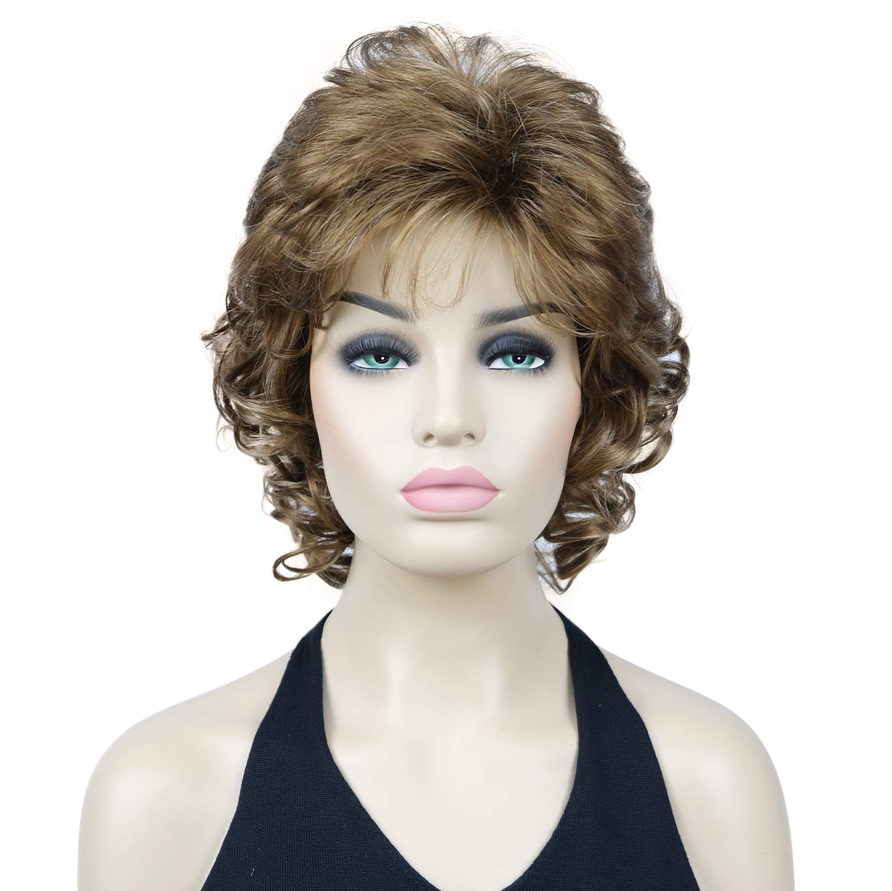 Lydell 12" Short Curly Wigs Soft Shaggy Layered Classic Cap Full Synthetic Wigs (V6)