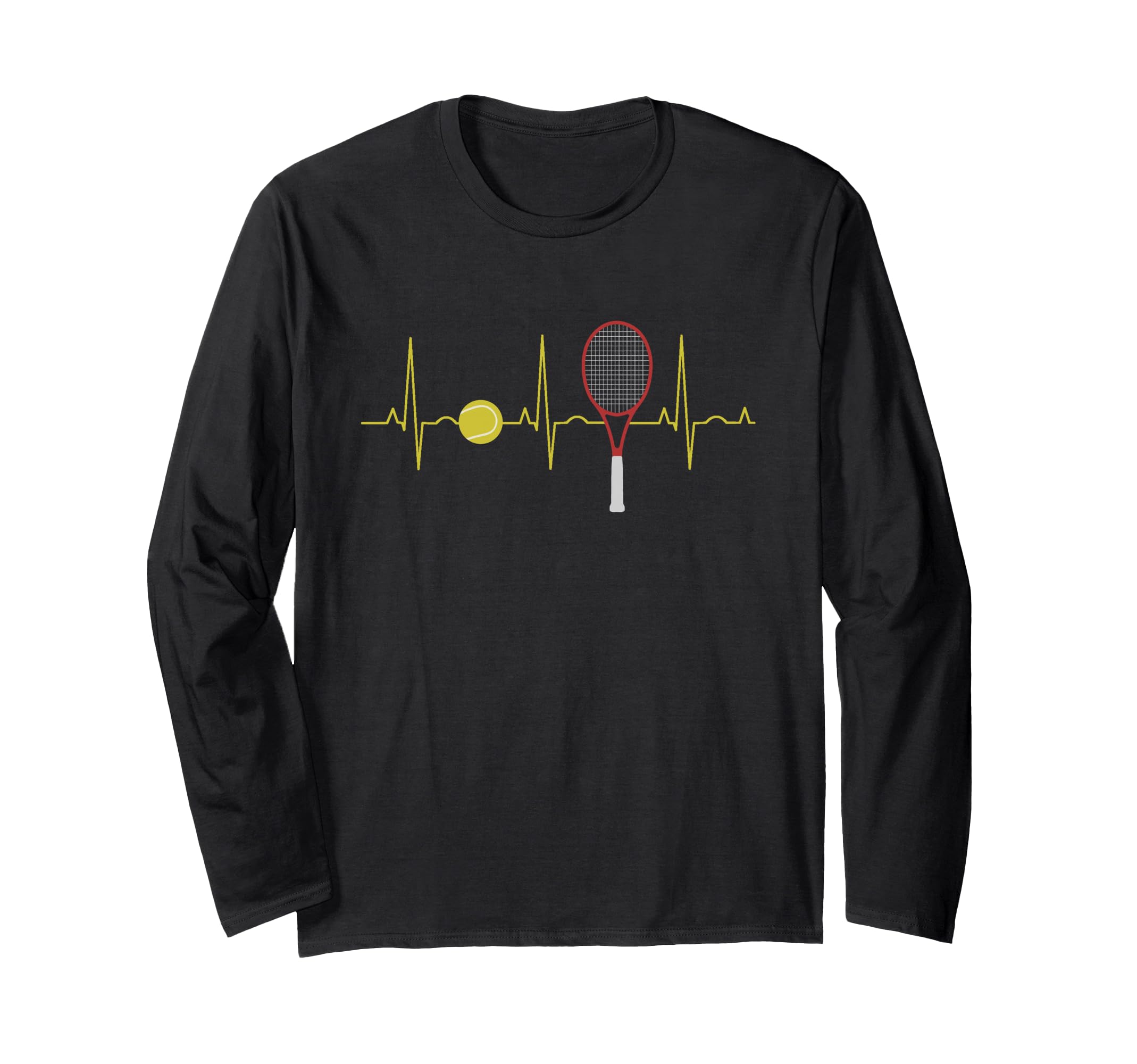 Tennis Player Retro Sport Racket & Tennis Ball Heartbeat Long Sleeve T-Shirt