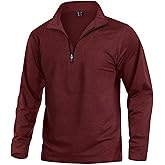 KEFITEVD Men's Quarter Zip Pullover Fleece Lined Long Sleeve Golf Shirt 1/4 Zip Sweatshirts Thermal Winter Sweaters