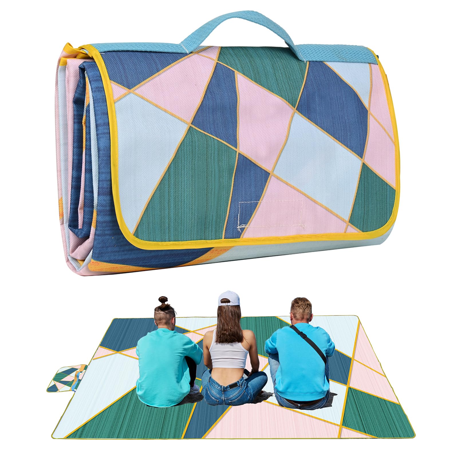 DanCoom Picnic Blanket, Foldable Waterproof Sand Mat,200 x 200CM Extra Large Picnic Blanket,Outdoor Mat Beach Blanket for Camping Hiking Travel Family Concerts