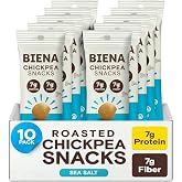BIENA Chickpea Snacks - Crunchy Roasted Chickpeas - High Fiber Vegan Protein Snacks for Adults and Kids - 10-Pack, 1.2 Ounce Bags - Sea Salt