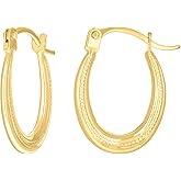 14kt Yellow Gold Womens Patterned U-Shaped Fashion Hoop Earrings