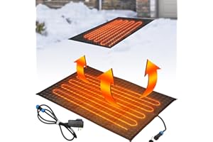 Baquler 20'' x 30'' Heated Snow Ice Melting Mats No Slip Heated Outdoor Mats Melts up to 3 Inches/h and Ice with 9.84 ft Power Cord for Winter Snow Removal Stairs Steps Driveway Walkway Decks Sidewalk