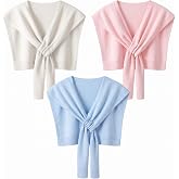Janmercy 3 Pack Sweater Shawl Wraps for Women | Casual Sweater Shawls Layering Knitted Tie Design Fashion Scarves Bulk Cape Shoulder Wrap Lightweight Warmth Office Wear