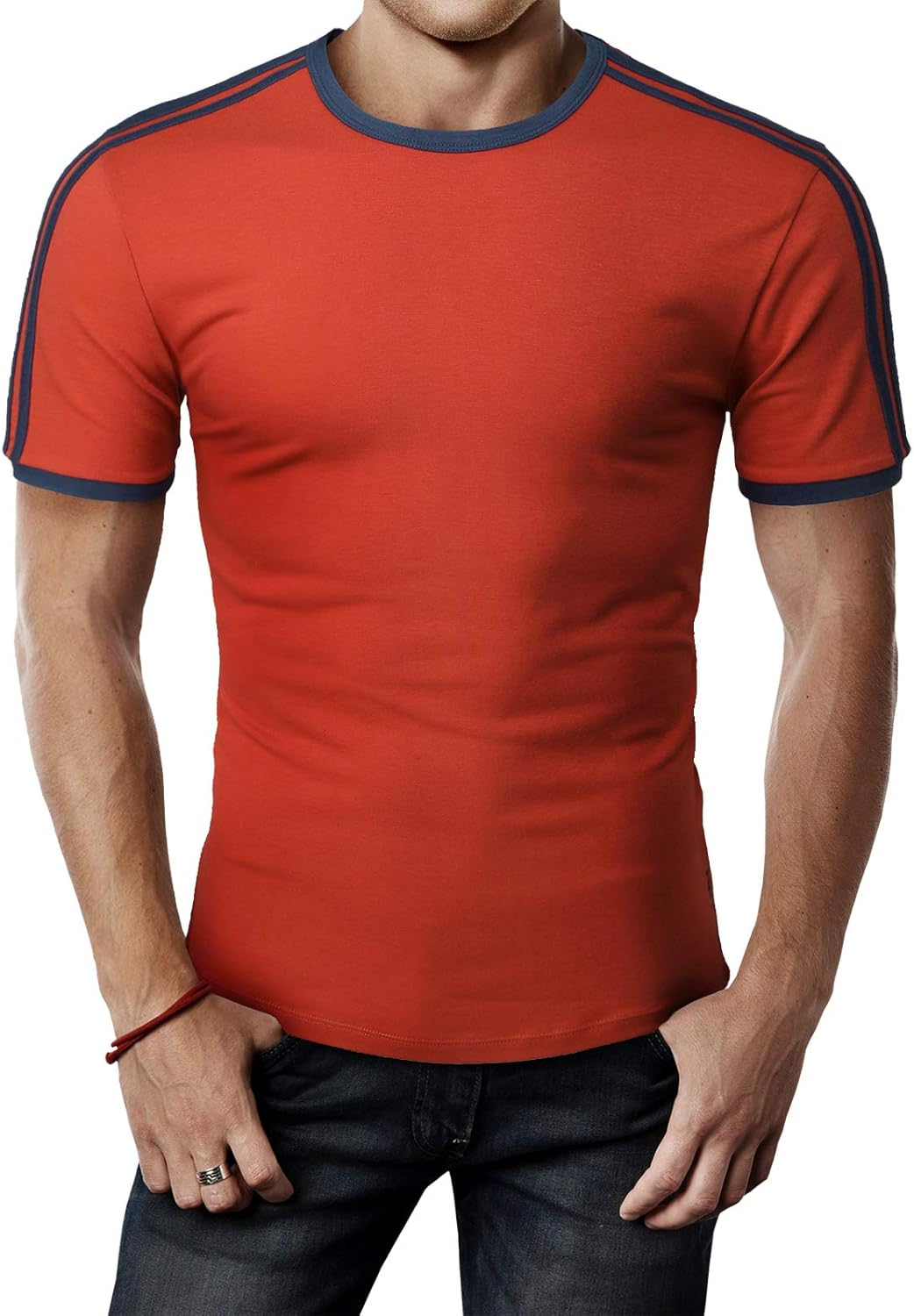 H2H Men Casual Slim Fit T-Shirt Short Sleeve Lightweight Shirt at  Men’s Clothing store