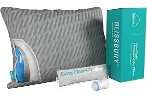 BLISSBURY Adjustable Water Pillow - Waterbase and fiberfill Stuffing Adjust to Help Side Sleepers with Shoulder or Neck Pain.