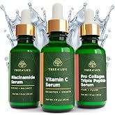 Tree of Life Face Serum Skin Care Set, Vit C, Niacinamide &amp; Peptides Serum | Hydrating facial serum set. Includes Vitamin C, Niacinamide, and Pro Collagen Peptide serum for brightening and firming.